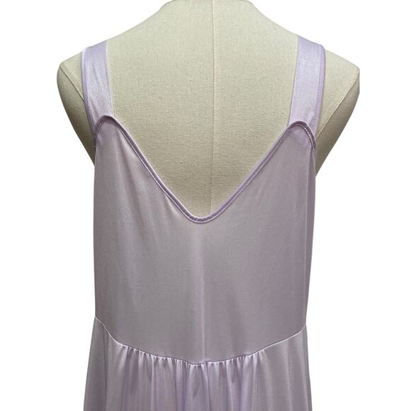 Vintage 70s Lavender Nylon Chiffon Lacy Nightgown & Robe Peignoir Set size L - Picture 6 of 9